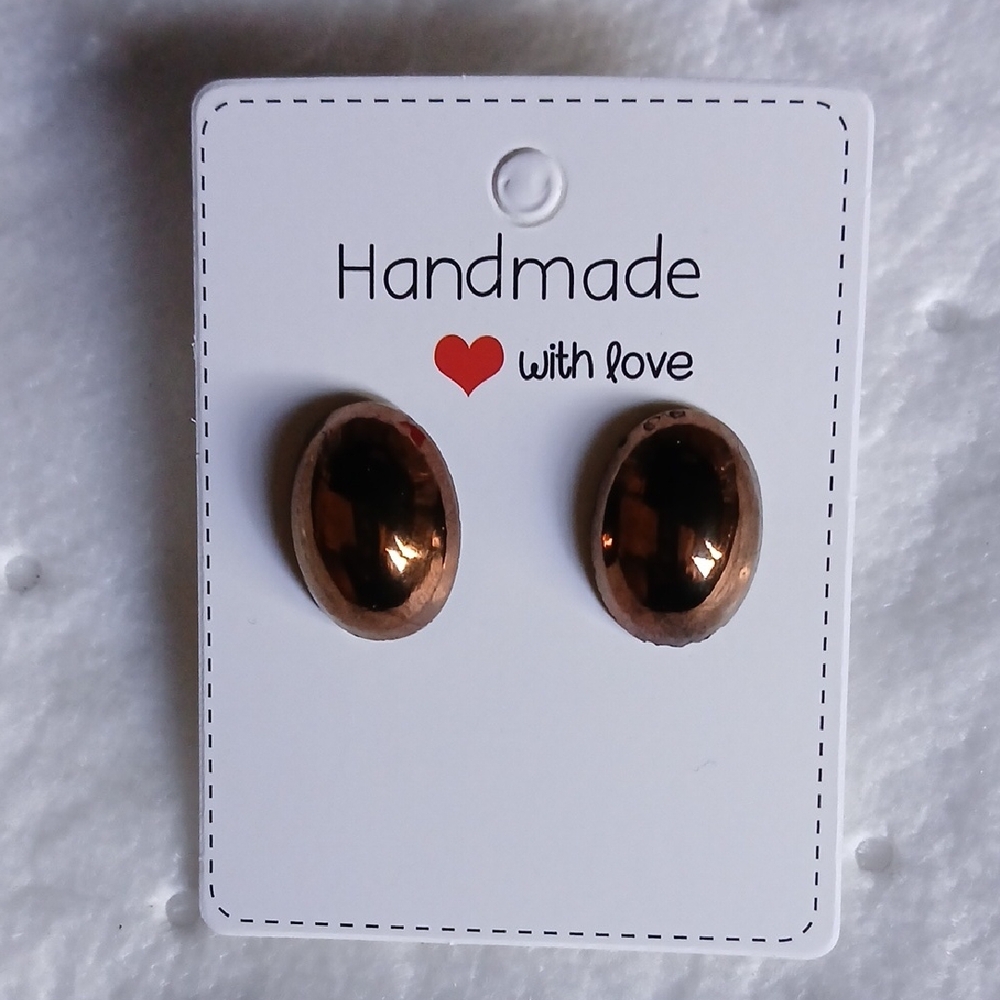 Rose Gold Oval Dome Stud Earrings